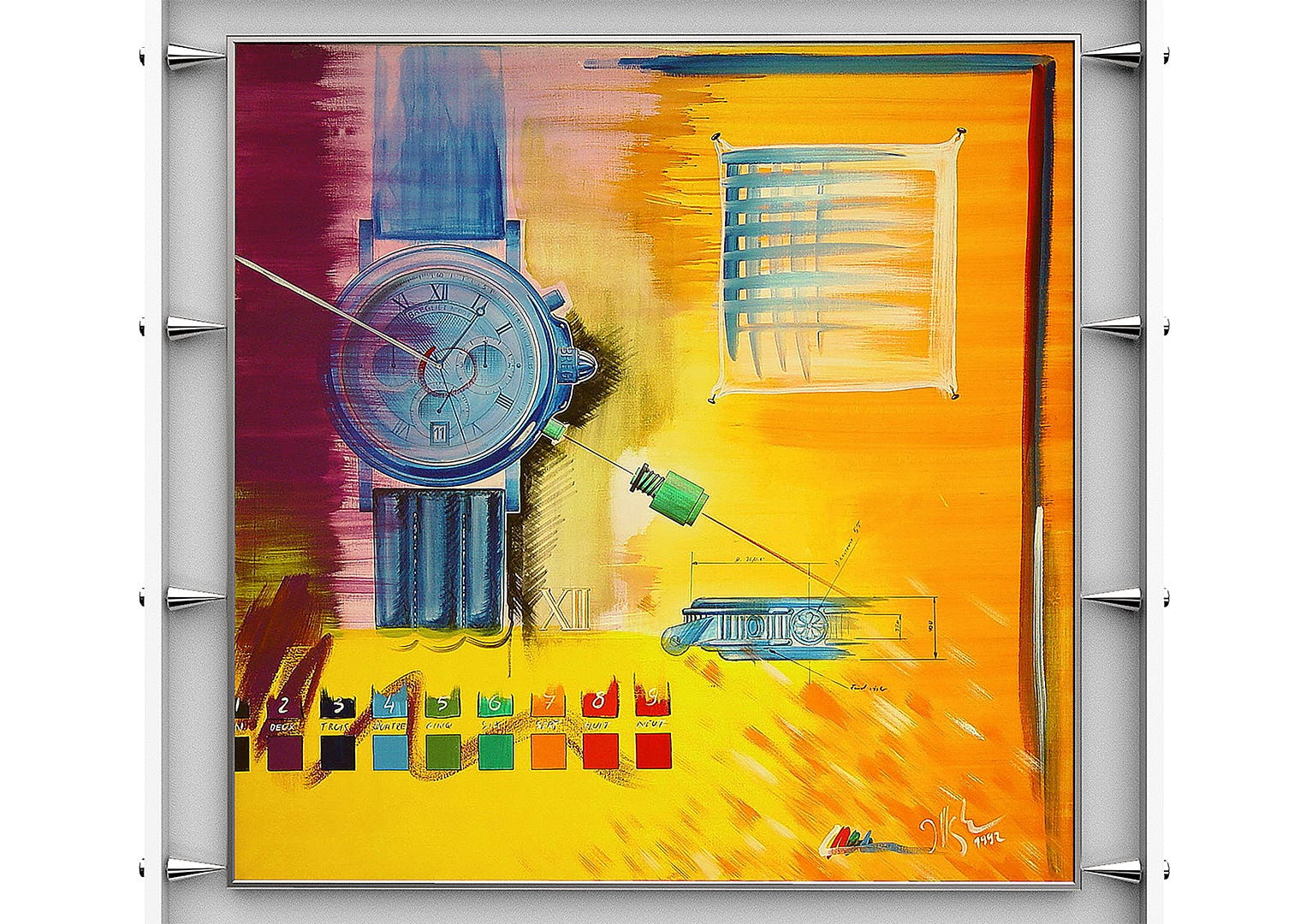 Hysek's horological background influences his paintings, which he now exhibits globally